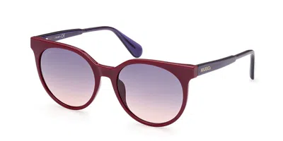 Max & Co .  Mo0044 Sunglasses In Shiny Bordeaux / Gradient Blue