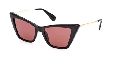 Max & Co .  Mo0057 Sunglasses In Shiny Black  / Bordeaux
