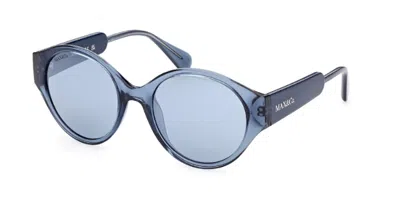 Max & Co .  Mo0058 Sunglasses In Shiny Blue / Blue Mirror