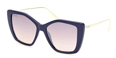 Max & Co .  Mo0065 Sunglasses In Shiny Blue / Gradient Brown