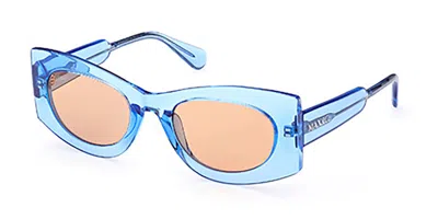 Max & Co .  Mo0068 Sunglasses In Shiny Light Blue / Brown