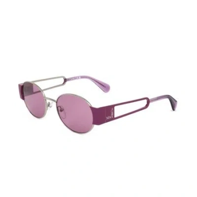 Max & Co .  Mo0071 Sunglasses In Shiny Light Ruthenium /purple