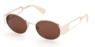Max & Co .  Mo0071 Sunglasses In Shiny Rose Gold / Brown