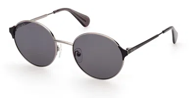 Max & Co .  Mo0073 Sunglasses In Shiny Light Ruthenium / Smoke