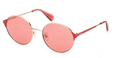 Max & Co .  Mo0073 Sunglasses In Shiny Rose Gold  / Bordeaux