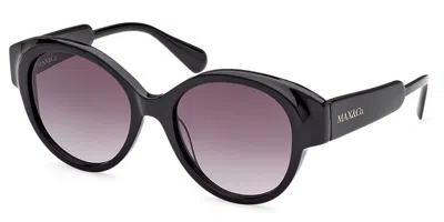 Max & Co .  Mo0076 Sunglasses In Shiny Black  / Gradient Smoke