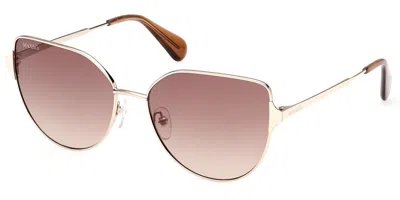 Max & Co .  Mo0082 Sunglasses In Gold / Gradient Brown
