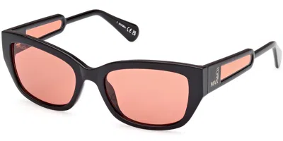Max & Co .  Mo0086 Sunglasses In Shiny Black / Brown