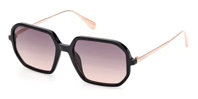 Max & Co .  Mo0087 Sunglasses In Shiny Black  / Gradient Smoke