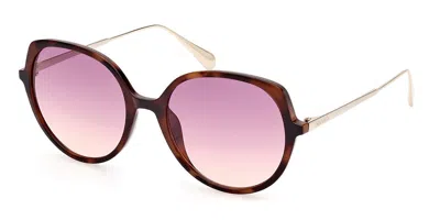 Max & Co .  Mo0088 Sunglasses In Dark Havana / Gradient Or Mirror Violet