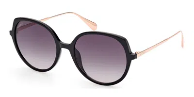 Max & Co .  Mo0088 Sunglasses In Shiny Black / Gradient Smoke