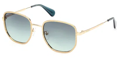 Max & Co .  Mo0091 Sunglasses In Shiny Deep Gold / Gradient Green