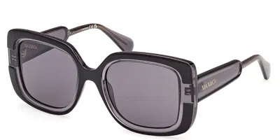 Max & Co .  Mo0096 Sunglasses In Shiny Black / Smoke