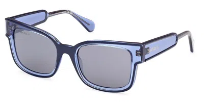 Max & Co .  Mo0098 Sunglasses In Shiny Blue  / Smoke Mirror