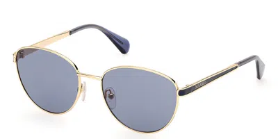 Max & Co .  Mo0105 Sunglasses In Shiny Deep Gold / Blue