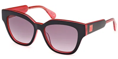 Max & Co .  Mo0106 Sunglasses In Shiny Black / Gradient Smoke