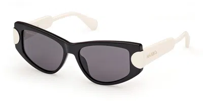 Max & Co .  Mo0107 Sunglasses In Shiny Black  / Smoke