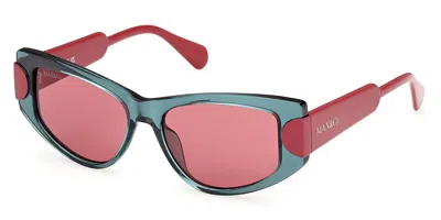 Max & Co .  Mo0107 Sunglasses In Shiny Light Green / Bordeaux