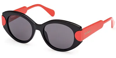 Max & Co .  Mo0108 Sunglasses In Shiny Black / Smoke