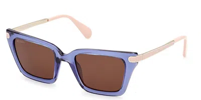 Max & Co .  Mo0110 Sunglasses In Shiny Blue / Brown