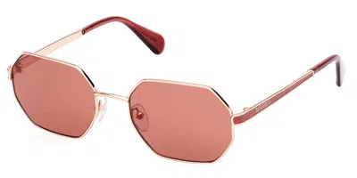 Max & Co .  Mo0118 Sunglasses In Gold/other / Brown
