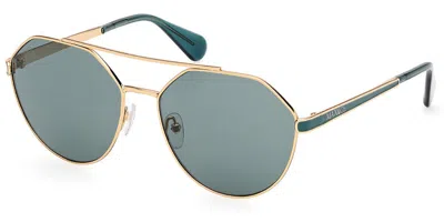 Max & Co .  Mo0119 Sunglasses In Shiny Deep Gold / Green