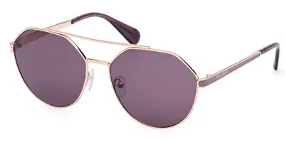 Max & Co .  Mo0119 Sunglasses In Shiny Rose Gold / Violet