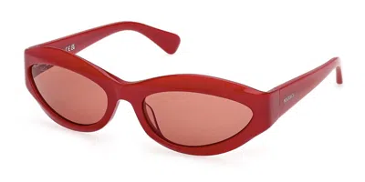 Max & Co .  Mo0136 Sunglasses In Shiny Red / Brown