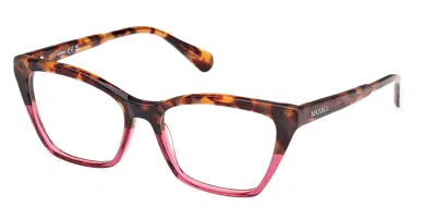 Max & Co .  Mo5001 Eyeglasses In Havana/other / Clear Demo Lens