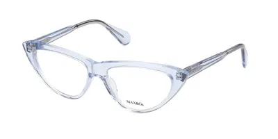 Max & Co .  Mo5015 Eyeglasses In Shiny Light Blue / Clear Demo Lens