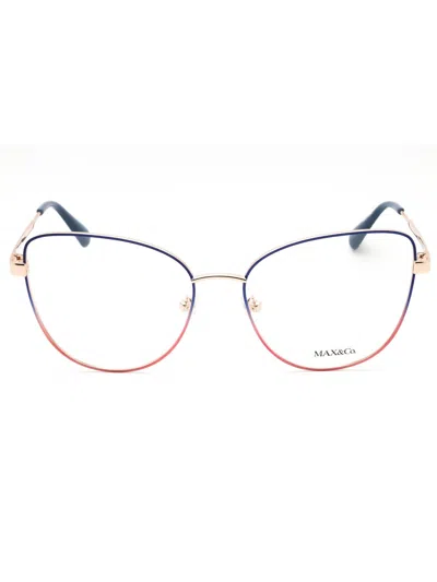Max & Co .  Mo5018 Eyeglasses In 033 - Pink Gold/clear Demo Lens