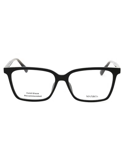 Max & Co .  Mo5052 Eyeglasses In 001 - Shiny Black/clear Demo Lens