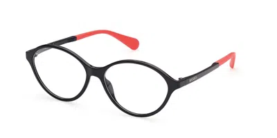Max & Co .  Mo5055 Eyeglasses In Shiny Black  / Clear Demo Lens