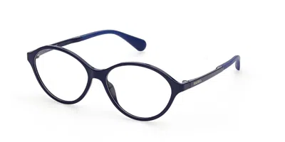 Max & Co .  Mo5055 Eyeglasses In Shiny Blue  / Clear Demo Lens