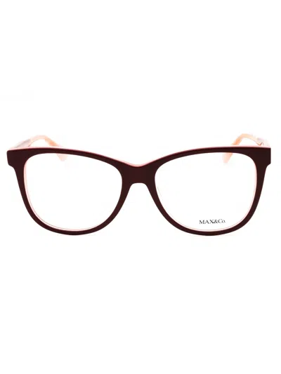 Max & Co .  Mo5075 Eyeglasses In 071 - Bordeaux/other/clear Demo Lens