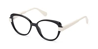 Max & Co .  Mo5085 Eyeglasses In Black/white  / Clear Demo Lens