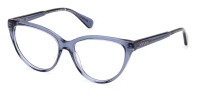 Max & Co .  Mo5096 Eyeglasses In Shiny Blue / Clear Demo Lens