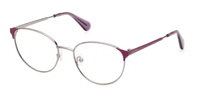 Max & Co .  Mo5100 Eyeglasses In Shiny Light Ruthenium / Clear Demo Lens
