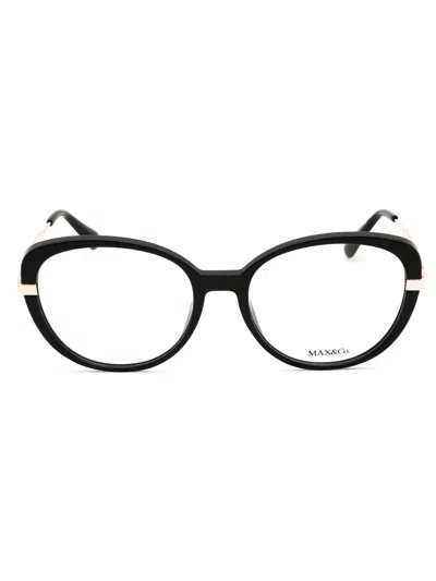 Max & Co .  Mo5112 Eyeglasses In Shiny Black/clear Demo Lens