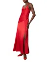 Max & Co Maxco. Satin Bias Cut Slit Maxi Dress In Red