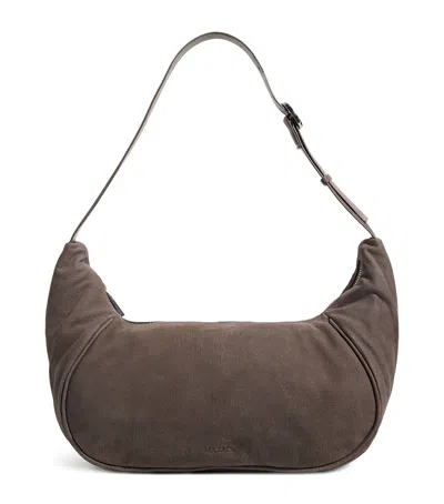 Max & Co Maxi Suede Abbraccio Shoulder Bag In Brown