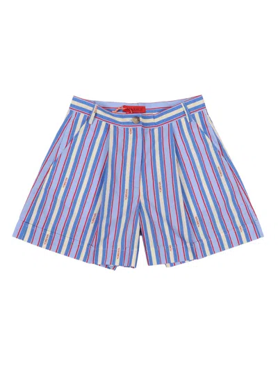 Max & Co Kids' Logo Striped Shorts In Blue