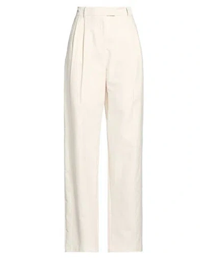 Max & Co . Mcoadorno Woman Pants Cream Size 2 Cotton, Virgin Wool In White