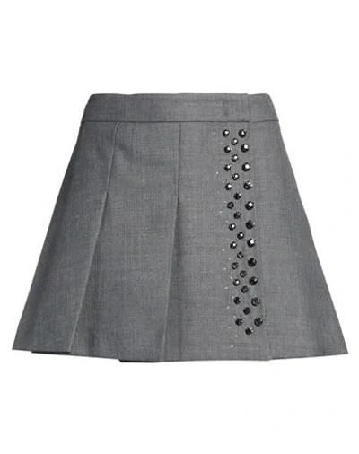 Max & Co . Mcoprugna Woman Mini Skirt Charcoal Size 2 Polyester, Virgin Wool In Gray