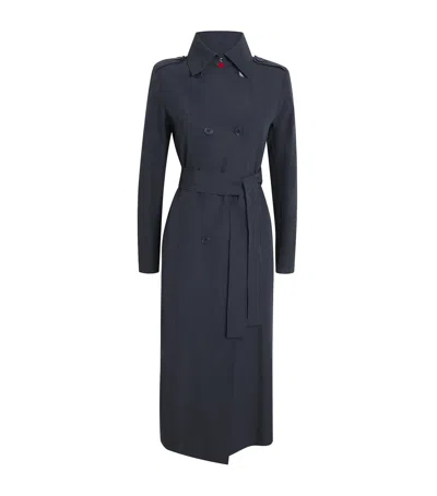 Max & Co Midi Trench Coat In Blue