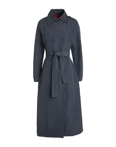 Max & Co . Milong Woman Overcoat & Trench Coat Midnight Blue Size 12 Cotton, Polyamide