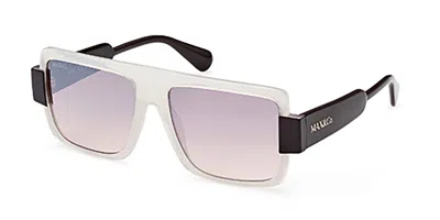 Max & Co Mo0066 24f Women's Sunglasses White Size 56 In Yellow