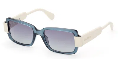 Max & Co Mo0074 87w Women's Sunglasses Blue Size 53 In Green