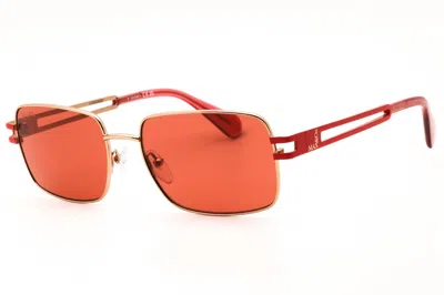 Max & Co Mo0090 Rectangular Metal Sunglasses In Red