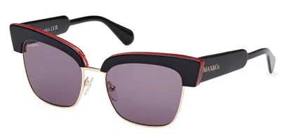 Max & Co Mo0092 05a Women's Sunglasses Black Size 54 In White